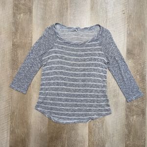 Splendid Gray and White Striped Sweater Top Size Large